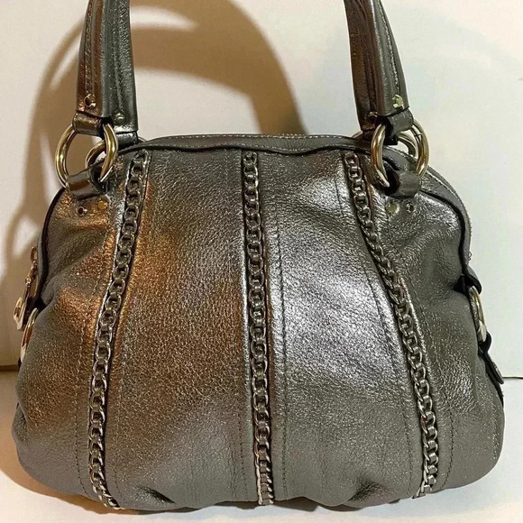 B. Markowsky silver metallic leather satchel handbag - Picture 11 of 11